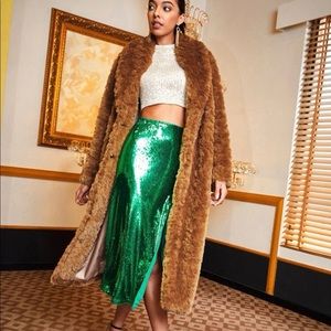 Shein snap button fuzzy coat